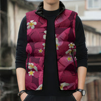 Pink Banana Leaf Hawaii Sleeveless Puffer Jacket Lau Maia Plumeria Tropical Summer Vibes