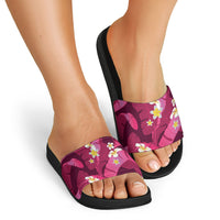 Pink Banana Leaf Hawaii Slide Sandals Lau Maia Plumeria Tropical Summer Vibes