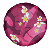 Pink Banana Leaf Hawaii Spare Tire Cover Lau Maia Plumeria Tropical Summer Vibes