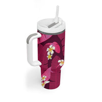 Pink Banana Leaf Hawaii Tumbler With Handle Lau Maia Plumeria Tropical Summer Vibes