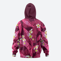 Pink Banana Leaf Hawaii Zip Hoodie Lau Maia Plumeria Tropical Summer Vibes