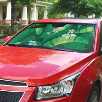 Green Banana Leaf Hawaii Auto Sun Shade Lau Maia Plumeria Tropical Summer Vibes