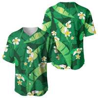 Green Banana Leaf Hawaii Baseball Jersey Lau Maia Plumeria Tropical Summer Vibes