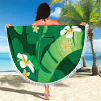Green Banana Leaf Hawaii Beach Blanket Lau Maia Plumeria Tropical Summer Vibes