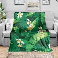 Green Banana Leaf Hawaii Blanket Lau Maia Plumeria Tropical Summer Vibes