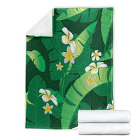 Green Banana Leaf Hawaii Blanket Lau Maia Plumeria Tropical Summer Vibes