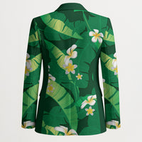 Green Banana Leaf Hawaii Blazer Lau Maia Plumeria Tropical Summer Vibes