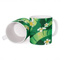 Green Banana Leaf Hawaii Ceramic Mug Lau Maia Plumeria Tropical Summer Vibes