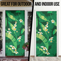 Green Banana Leaf Hawaii Door Cover Lau Maia Plumeria Tropical Summer Vibes