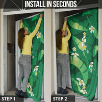 Green Banana Leaf Hawaii Door Cover Lau Maia Plumeria Tropical Summer Vibes