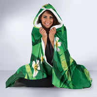 Green Banana Leaf Hawaii Hooded Blanket Lau Maia Plumeria Tropical Summer Vibes