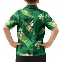 Green Banana Leaf Hawaii Kid Hawaiian Shirt Lau Maia Plumeria Tropical Summer Vibes