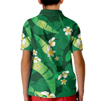 Green Banana Leaf Hawaii Kid Polo Shirt Lau Maia Plumeria Tropical Summer Vibes