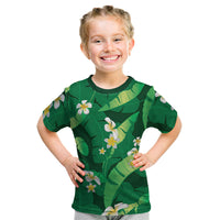 Green Banana Leaf Hawaii Kid T Shirt Lau Maia Plumeria Tropical Summer Vibes