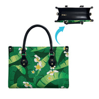 Green Banana Leaf Hawaii Leather Bag Lau Maia Plumeria Tropical Summer Vibes