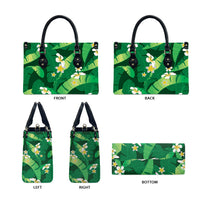 Green Banana Leaf Hawaii Leather Bag Lau Maia Plumeria Tropical Summer Vibes