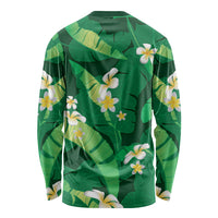Green Banana Leaf Hawaii Long Sleeve Shirt Lau Maia Plumeria Tropical Summer Vibes
