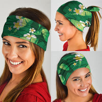 Green Banana Leaf Hawaii Neck Gaiter Lau Maia Plumeria Tropical Summer Vibes