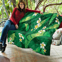 Green Banana Leaf Hawaii Quilt Lau Maia Plumeria Tropical Summer Vibes