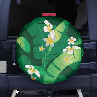 Green Banana Leaf Hawaii Spare Tire Cover Lau Maia Plumeria Tropical Summer Vibes