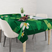 Green Banana Leaf Hawaii Tablecloth Lau Maia Plumeria Tropical Summer Vibes