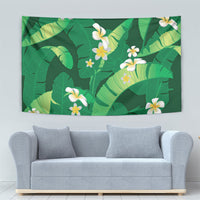 Green Banana Leaf Hawaii Tapestry Lau Maia Plumeria Tropical Summer Vibes