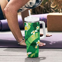 Green Banana Leaf Hawaii Tumbler With Handle Lau Maia Plumeria Tropical Summer Vibes