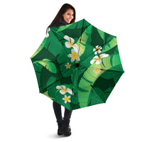 Green Banana Leaf Hawaii Umbrella Lau Maia Plumeria Tropical Summer Vibes