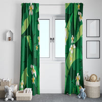 Green Banana Leaf Hawaii Window Curtain Lau Maia Plumeria Tropical Summer Vibes