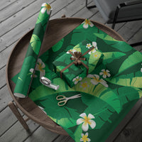 Green Banana Leaf Hawaii Wrapping Paper Lau Maia Plumeria Tropical Summer Vibes