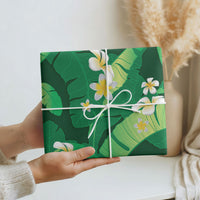 Green Banana Leaf Hawaii Wrapping Paper Lau Maia Plumeria Tropical Summer Vibes