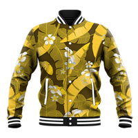 Yellow Banana Leaf Hawaii Baseball Jacket Lau Maia Plumeria Tropical Summer Vibes