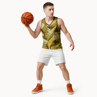 Yellow Banana Leaf Hawaii Basketball Jersey Lau Maia Plumeria Tropical Summer Vibes