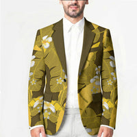 Yellow Banana Leaf Hawaii Blazer Lau Maia Plumeria Tropical Summer Vibes