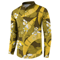 Yellow Banana Leaf Hawaii Button Sweatshirt Lau Maia Plumeria Tropical Summer Vibes