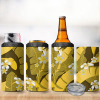 Yellow Banana Leaf Hawaii 4 in 1 Can Cooler Tumbler Lau Maia Plumeria Tropical Summer Vibes