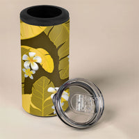 Yellow Banana Leaf Hawaii 4 in 1 Can Cooler Tumbler Lau Maia Plumeria Tropical Summer Vibes