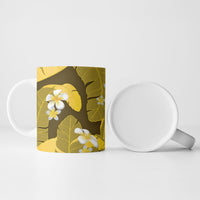 Yellow Banana Leaf Hawaii Ceramic Mug Lau Maia Plumeria Tropical Summer Vibes