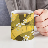 Yellow Banana Leaf Hawaii Ceramic Mug Lau Maia Plumeria Tropical Summer Vibes