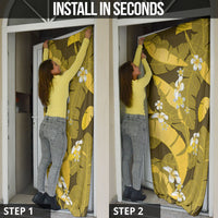 Yellow Banana Leaf Hawaii Door Cover Lau Maia Plumeria Tropical Summer Vibes
