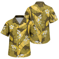 Yellow Banana Leaf Hawaii Family Matching Short Sleeve Bodycon Dress and Hawaiian Shirt Lau Maia Plumeria Tropical Summer Vibes