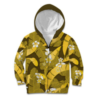 Yellow Banana Leaf Hawaii Kid Hoodie Lau Maia Plumeria Tropical Summer Vibes