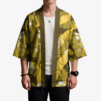 Yellow Banana Leaf Hawaii Kimono Lau Maia Plumeria Tropical Summer Vibes