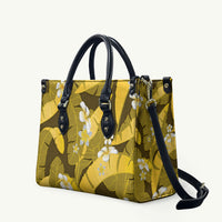 Yellow Banana Leaf Hawaii Leather Bag Lau Maia Plumeria Tropical Summer Vibes
