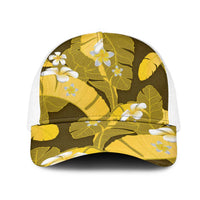 Yellow Banana Leaf Hawaii Mesh Trucker Cap Lau Maia Plumeria Tropical Summer Vibes