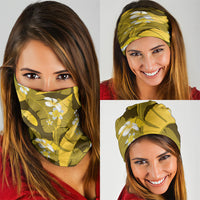 Yellow Banana Leaf Hawaii Neck Gaiter Lau Maia Plumeria Tropical Summer Vibes