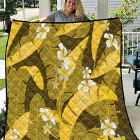 Yellow Banana Leaf Hawaii Quilt Lau Maia Plumeria Tropical Summer Vibes