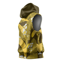 Yellow Banana Leaf Hawaii Sleeveless Hoodie Lau Maia Plumeria Tropical Summer Vibes
