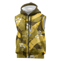 Yellow Banana Leaf Hawaii Sleeveless Zip Hoodie Lau Maia Plumeria Tropical Summer Vibes