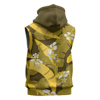 Yellow Banana Leaf Hawaii Sleeveless Zip Hoodie Lau Maia Plumeria Tropical Summer Vibes
